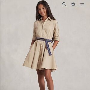Ralph Lauren Belted Cotton Chino Shirtdress in khaki color size 8